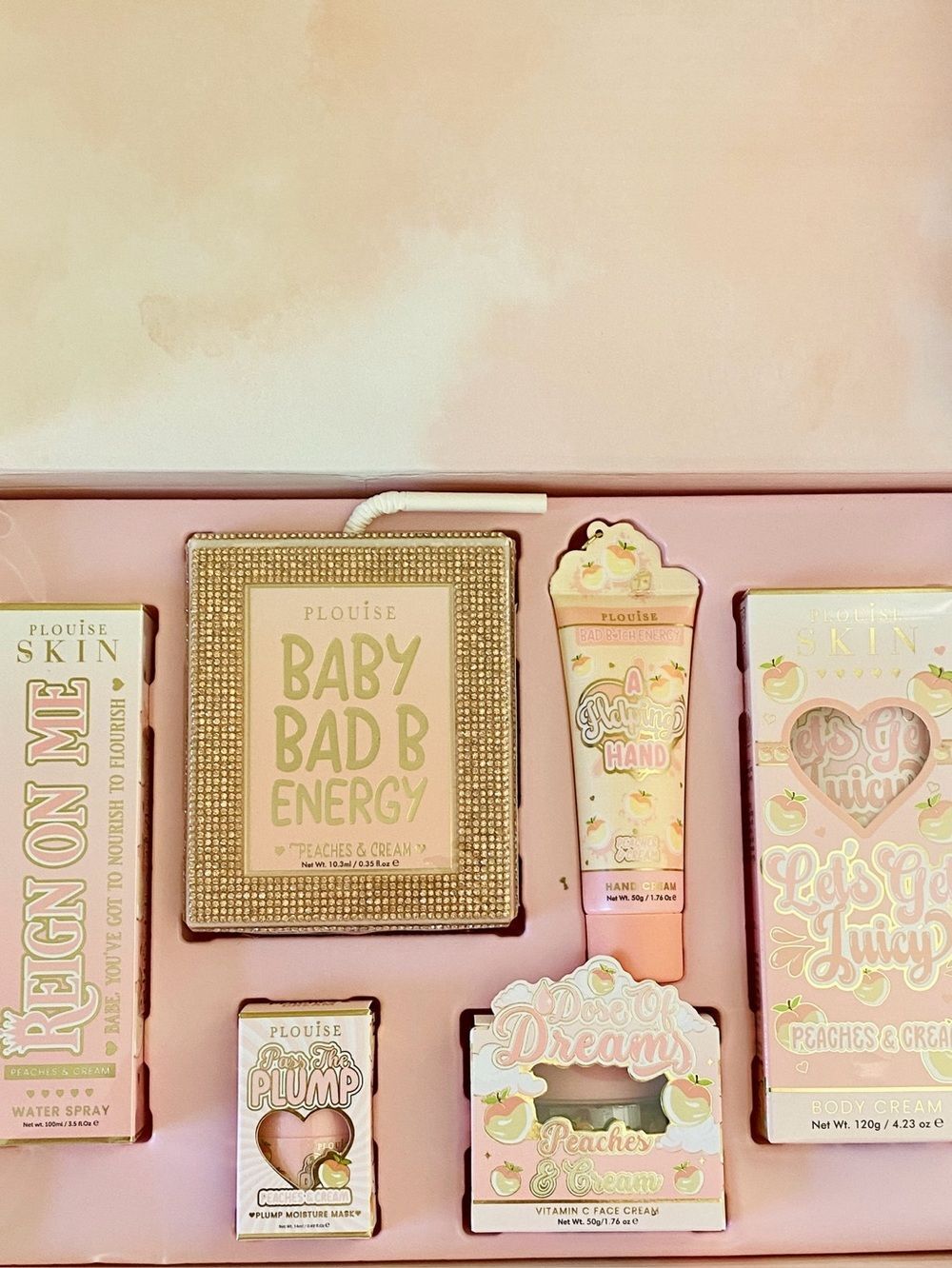 P Louise Peaches & Dreamy Full Size Product Beauty Box NIB